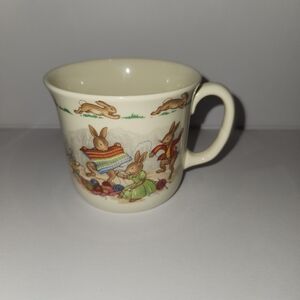 Royal Doulton Cream Mug with "Knitting Bunnies" design